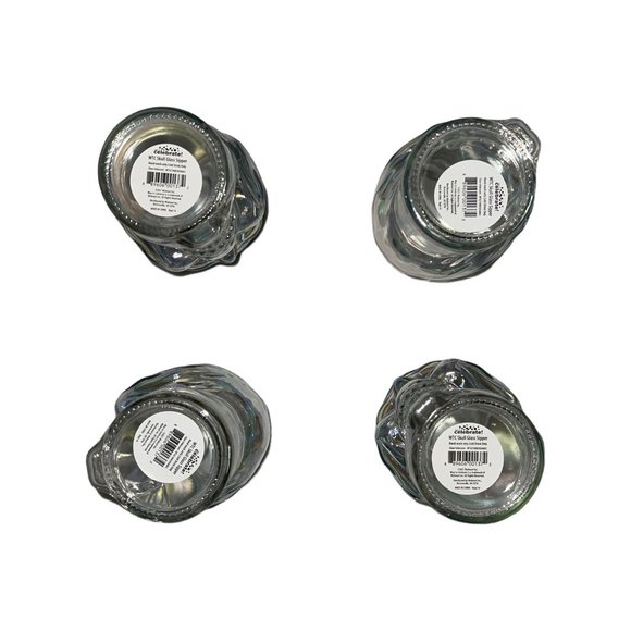 NWT Celebrate Skull Glass Slipper Clear Iridescent Colorful Glass Halloween 4 Pc - Picture 8 of 8